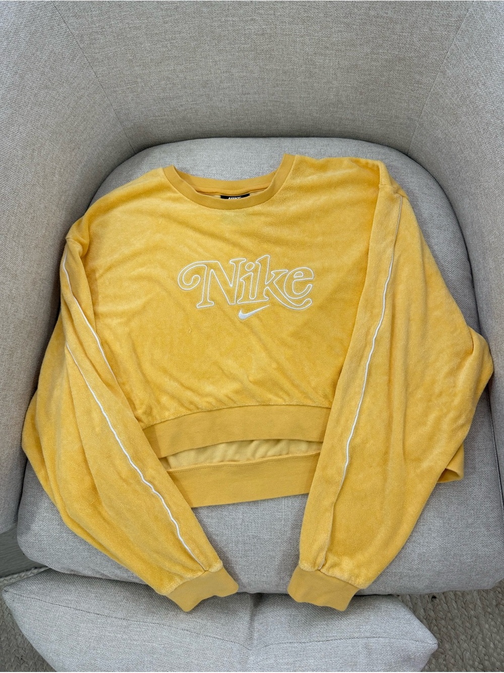 Nike Retro Terry Cropped Sweatshirt in Yellow